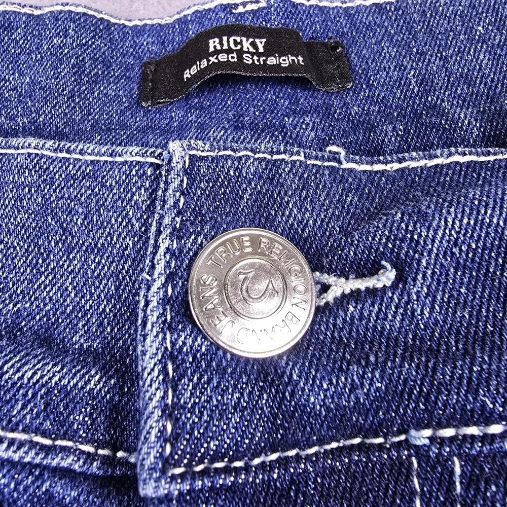 True Religion Ricky Jeans Flap Pocket Men 33 Relaxed Straight Pants Medium Flake